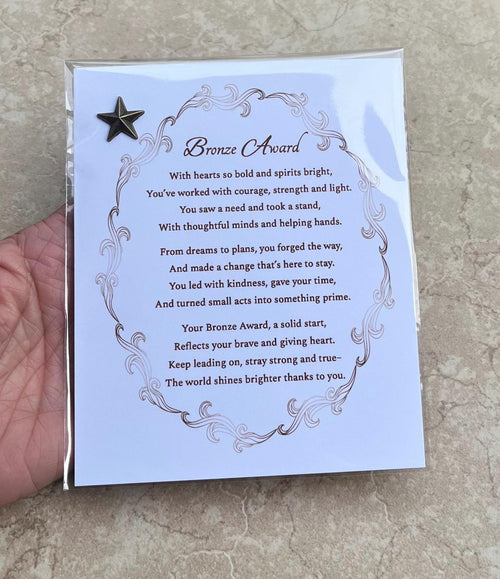 Bronze Award Card and Pin